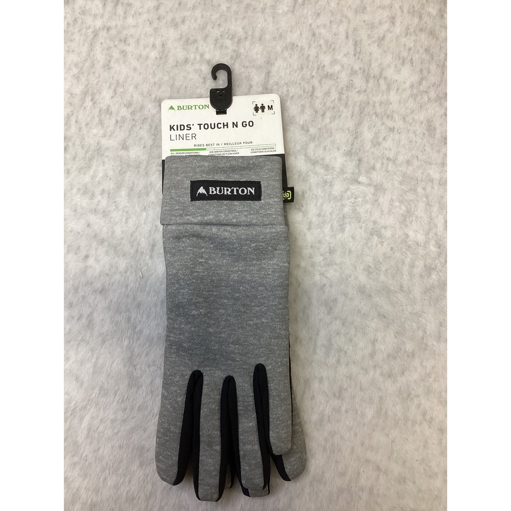 Burton Kids Touch N Go Liner Gloves Gray Black Screen Grab Youth Size Medium NEW